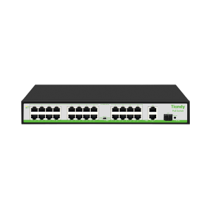 Tiandy POE Switch 24*10/100M POE ports + 2* 1000M Ethernet Uplink ports +1*1000M SFP Port