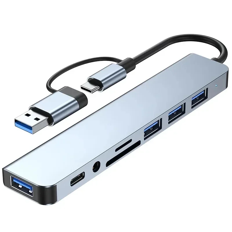 TYPE C HUB, 8IN1 USB-C HUB, GT-HUBC-8IN1-A+C