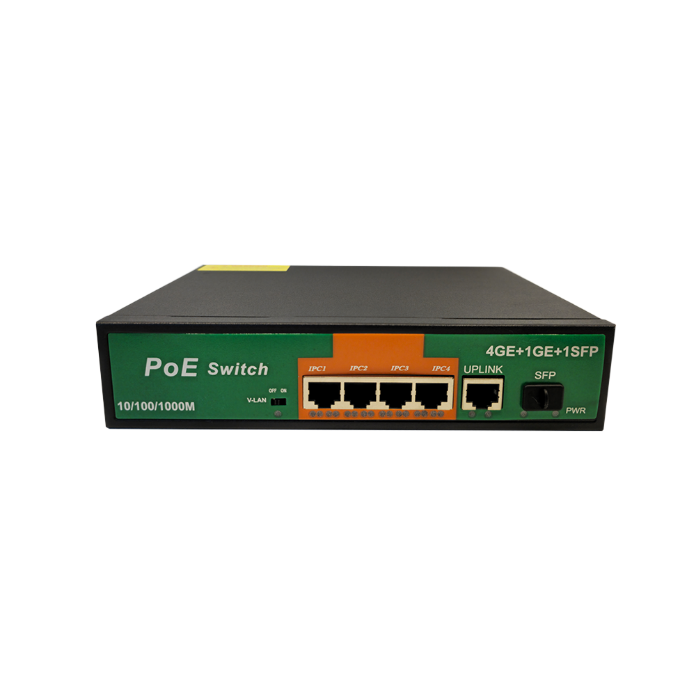POE Switch 4*1000Mbps (POE ) + 1*100Mbps ( Uplink) + 1*1000Mbps SFP port