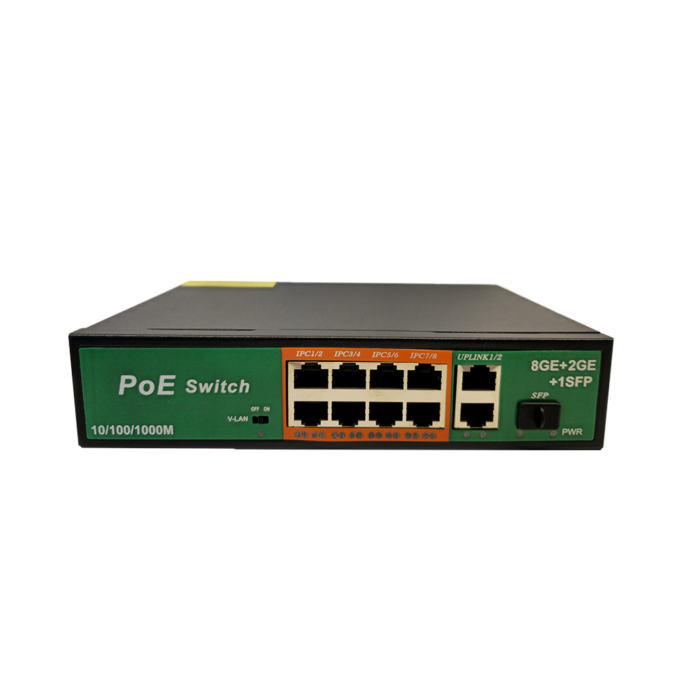 POE Switch 8*1000Mbps(POE) +2*1000Mbps (Uplink) +1*1000Mbps SFP port