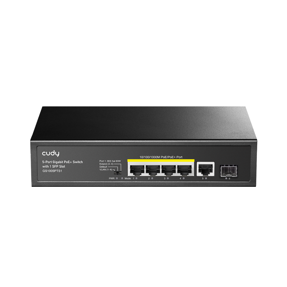 5-Port Gigabit PoE+ Switch with 1 SFP Port 120W (GS1005PTS1)