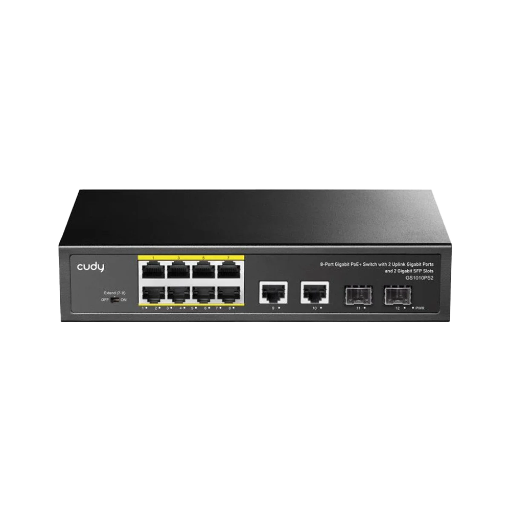 8-GbE PoE Switch with 2 Uplink GbE and 2 Uplink SFP (GS1010PS2)