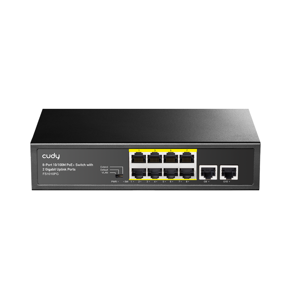 8-Port 10/100M PoE+ Switch with 2 Gigabit Uplink Ports ( FS1010PG )