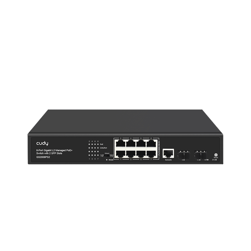 8-Port Layer 2 Managed Gigabit PoE+ Switch with 2 Gigabit SFP Slots, 120W ( GS2008PS2)
