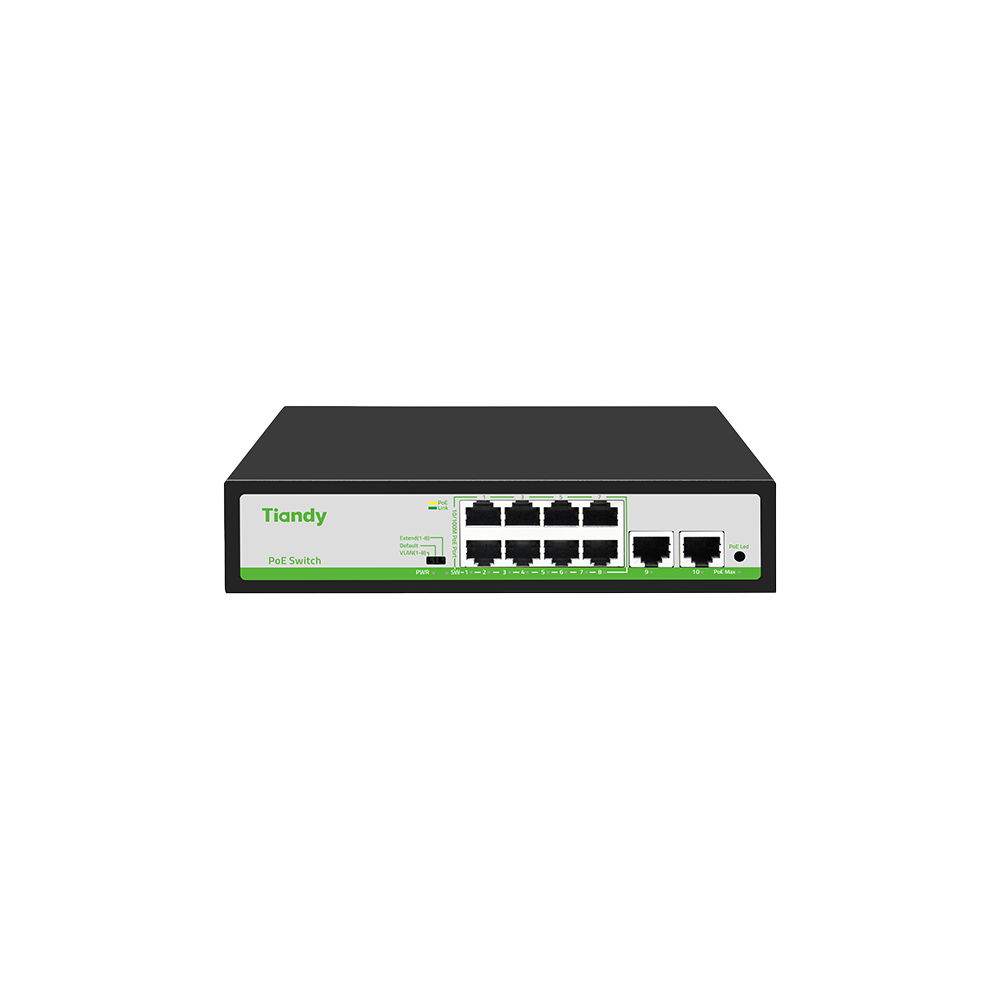 Tiandy POE Switch 8*10/100Mbps PoE Ports + 2*10/100Mbps Uplink