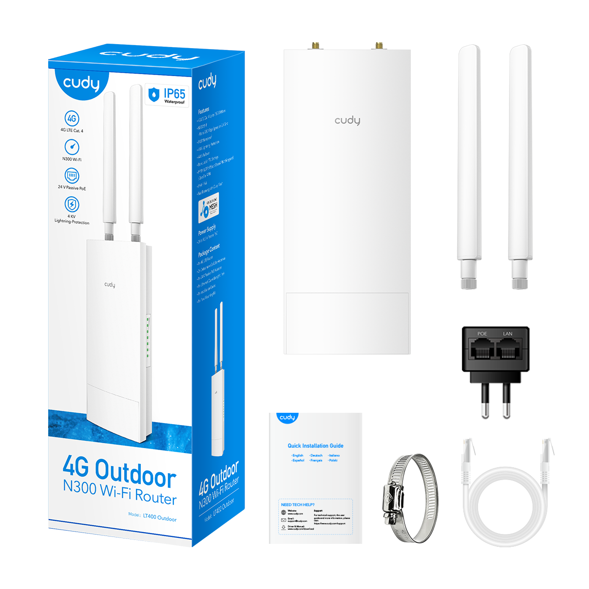 4G Outdoor Cat 4 N300 Wi-Fi Router (LT400 Outdoor_EU)
