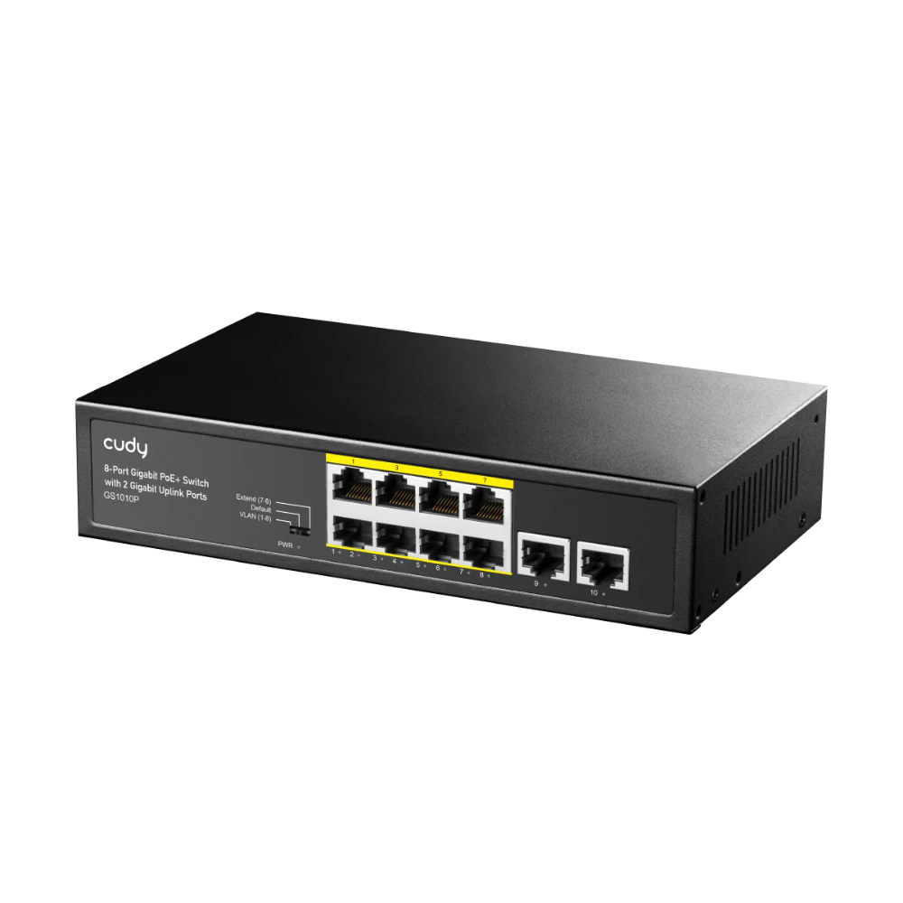 8-Port Gigabit PoE+ Switch with 2 Gigabit Uplink Ports ( GS1010P )