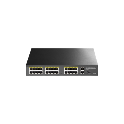 24-портен 10/100M PoE+ прекинувач со 2 гигабитни порти + 1SFP 300W (FS1026PS1)