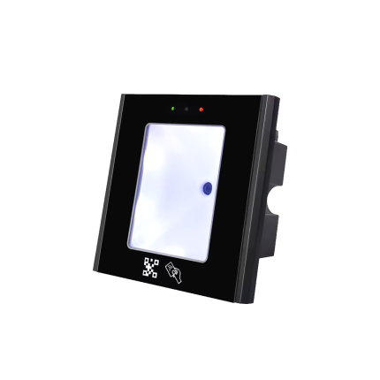 Скенер за QR-кодови, читач на Mifare-картички (13,56 MHz), Wiegand-излез.