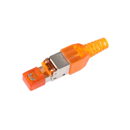 Modular Jack Keystone CAT6A 180* Toolless Orange